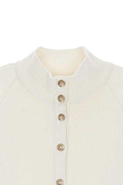 HIGH NECK SLEEVE LOGO KNIT CARDIGAN