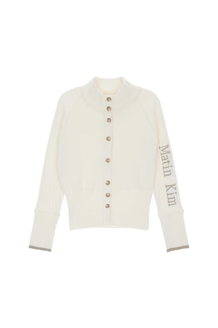 HIGH NECK SLEEVE LOGO KNIT CARDIGAN