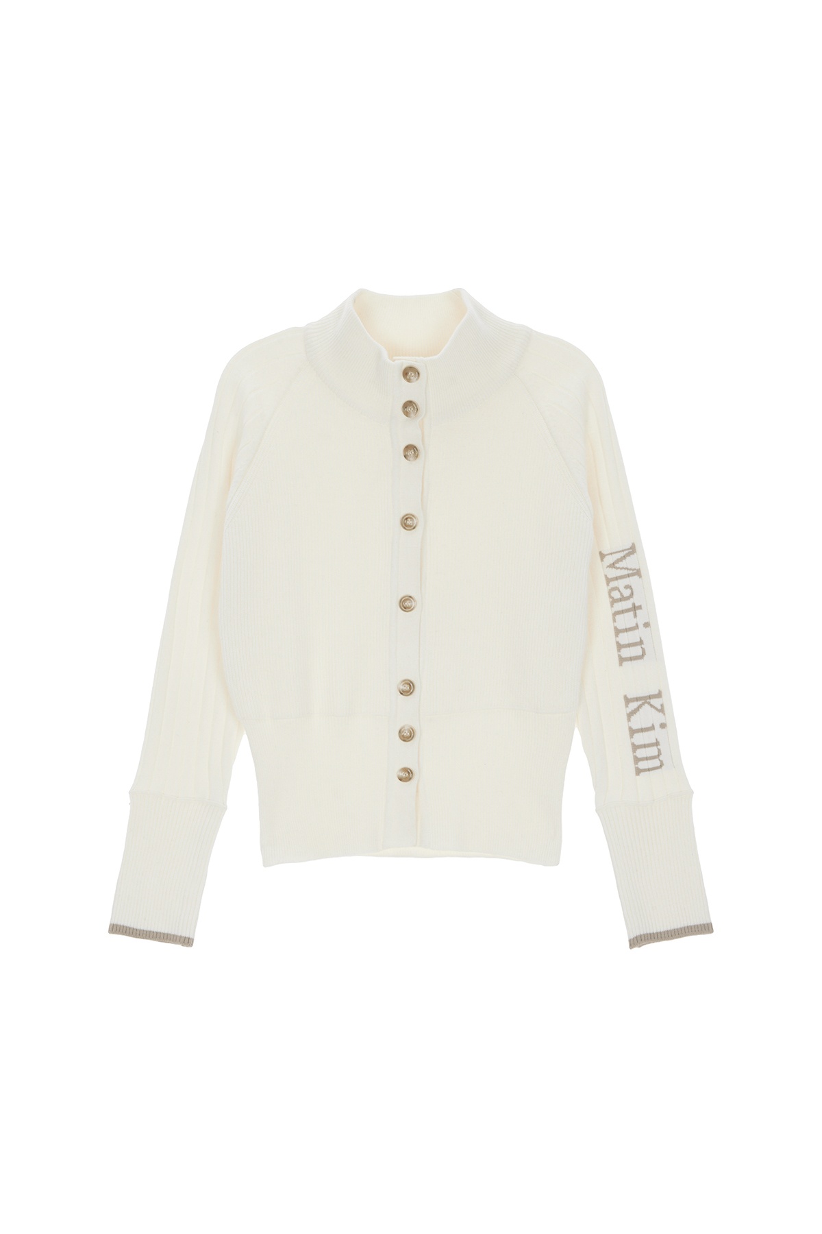 HIGH NECK SLEEVE LOGO KNIT CARDIGAN
