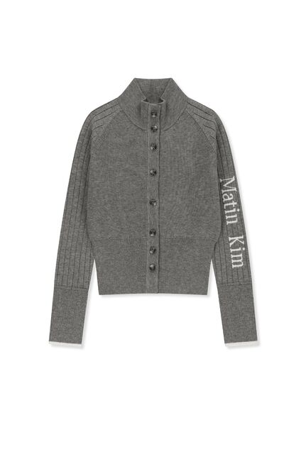 HIGH NECK SLEEVE LOGO KNIT CARDIGAN