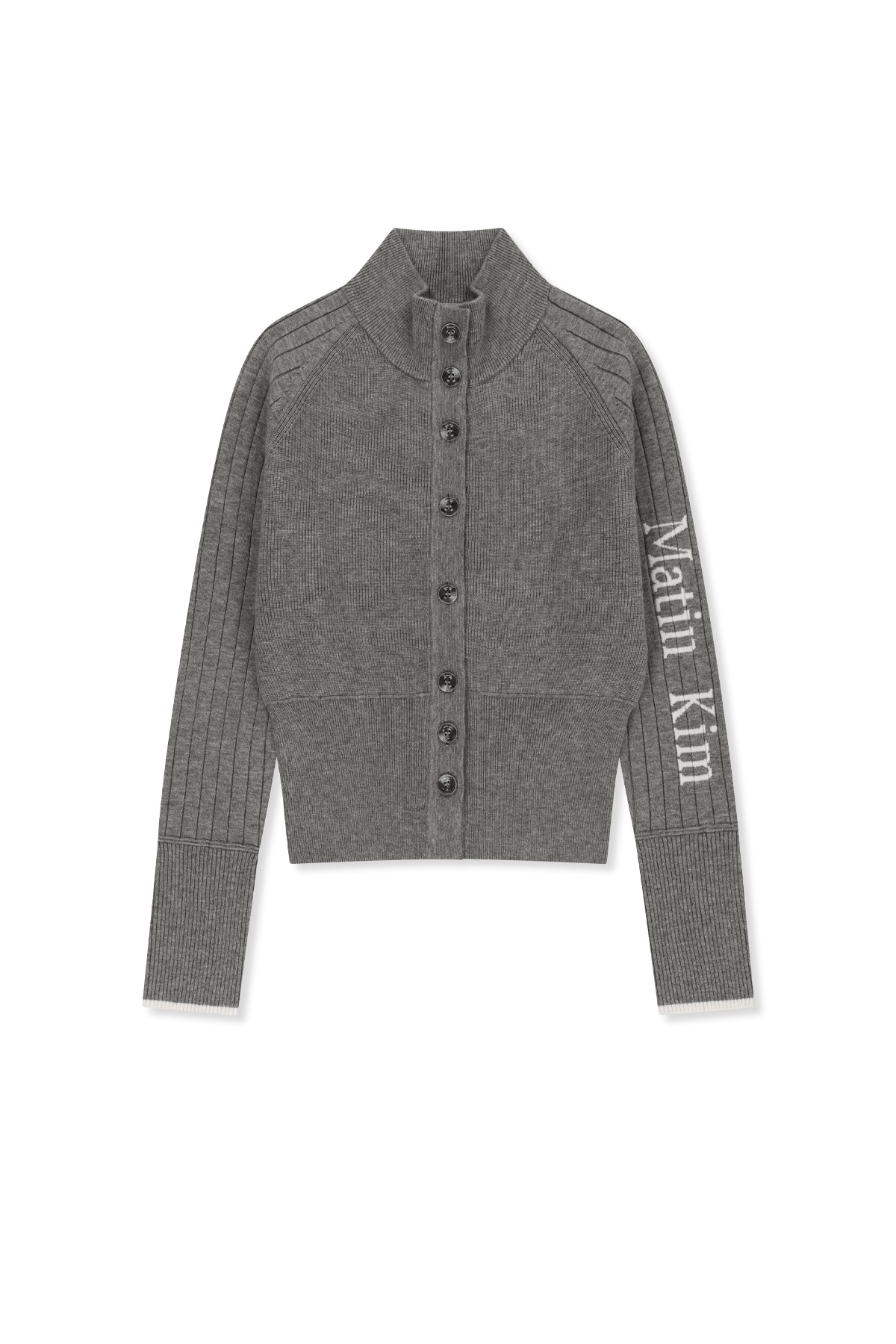HIGH NECK SLEEVE LOGO KNIT CARDIGAN