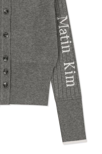 HIGH NECK SLEEVE LOGO KNIT CARDIGAN