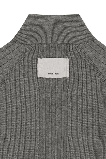 HIGH NECK SLEEVE LOGO KNIT CARDIGAN