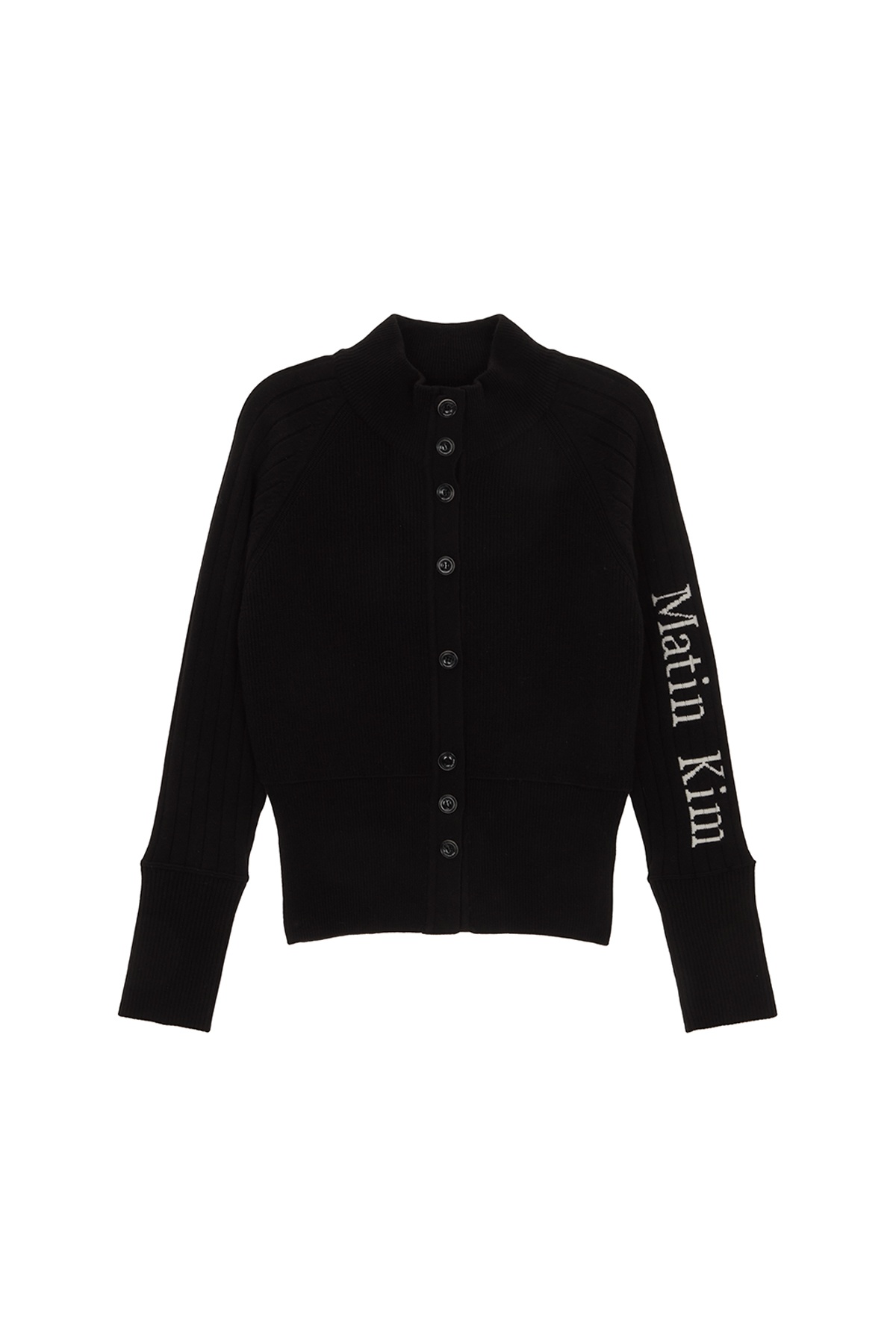 HIGH NECK SLEEVE LOGO KNIT CARDIGAN