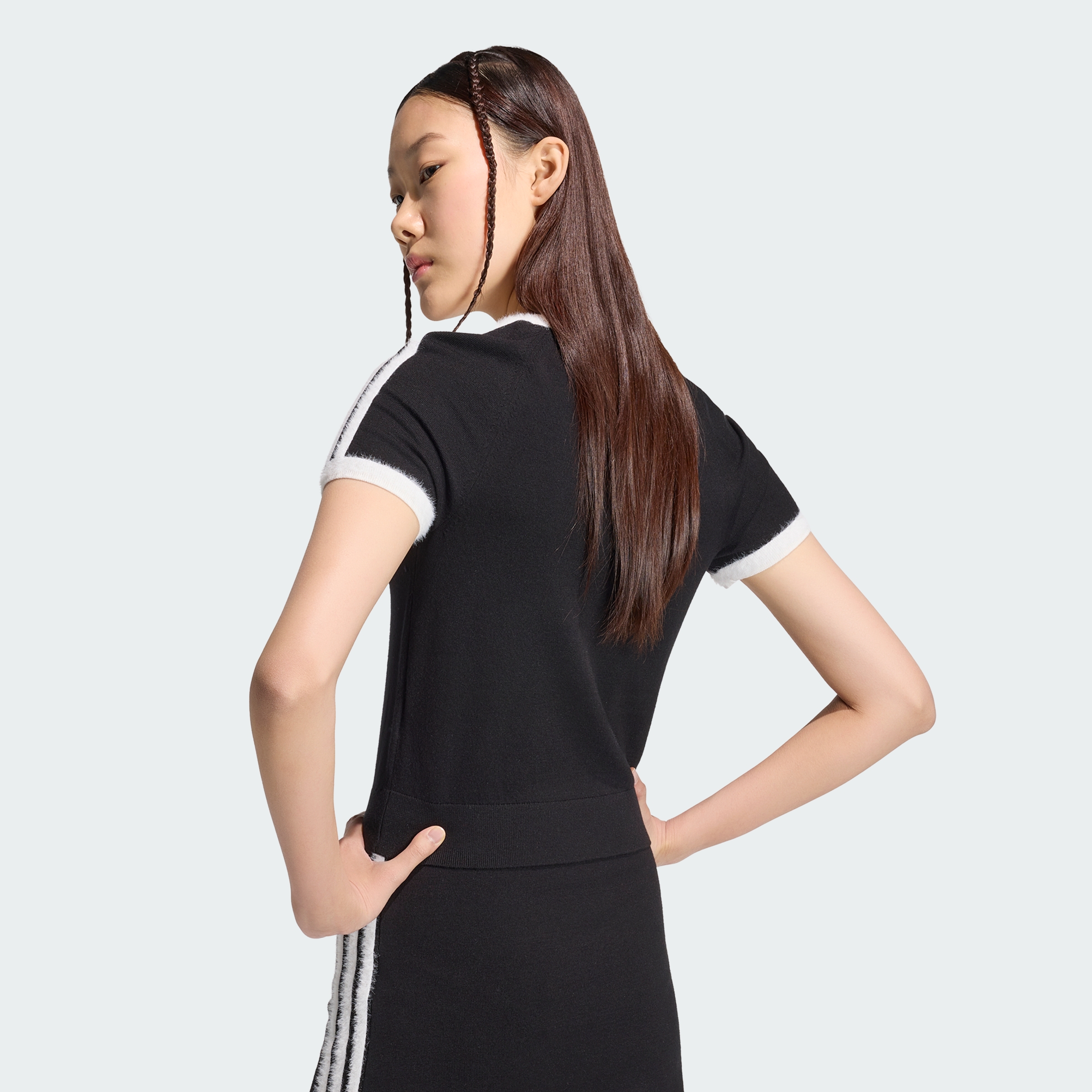 KNIT TEE BLACK/WHITE