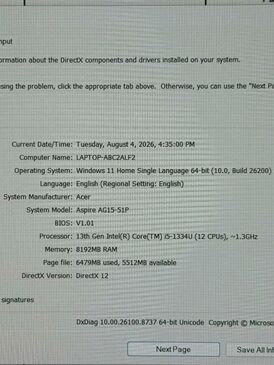 Notebook Acer 15 inch