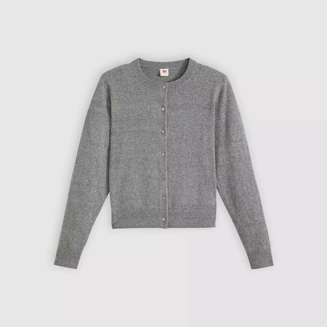 SUPER SOFT CREWNECK CARDI DARK HEATHER