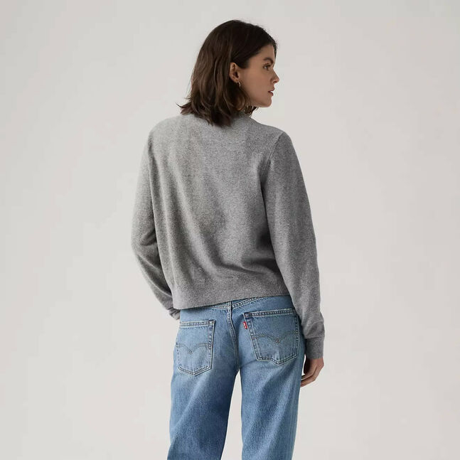 SUPER SOFT CREWNECK CARDI DARK HEATHER