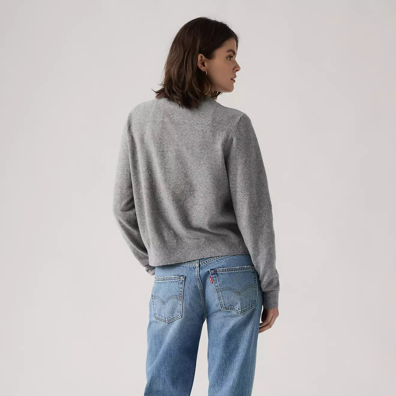 SUPER SOFT CREWNECK CARDI DARK HEATHER