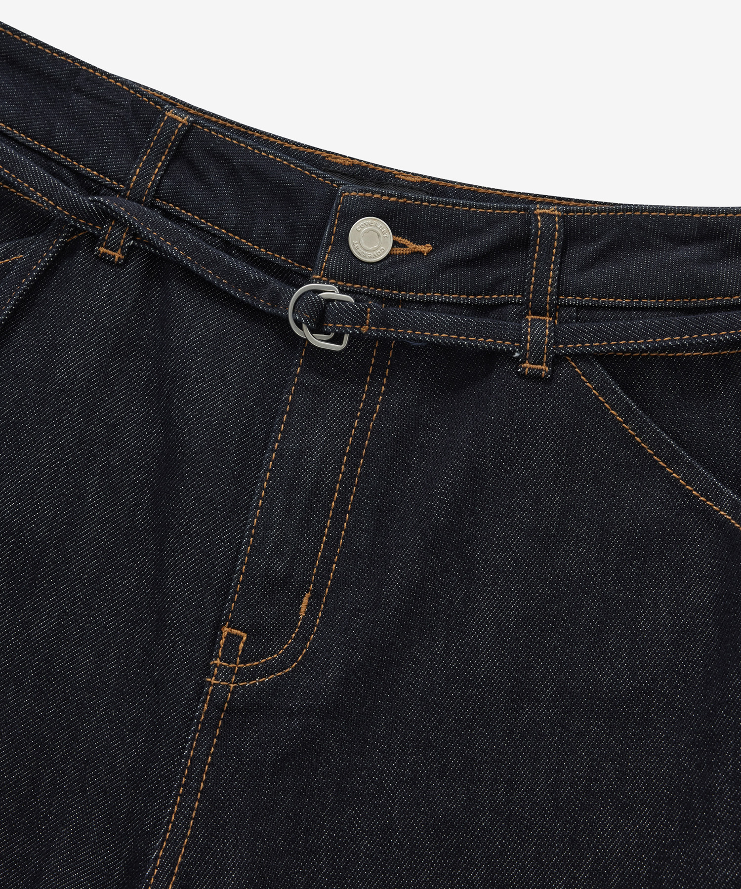 WOMEN BELTED WIDE DENIM PANTS