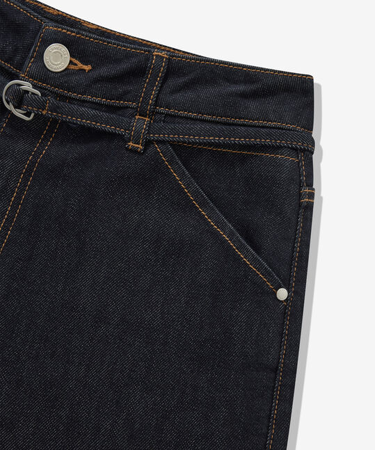 WOMEN BELTED WIDE DENIM PANTS