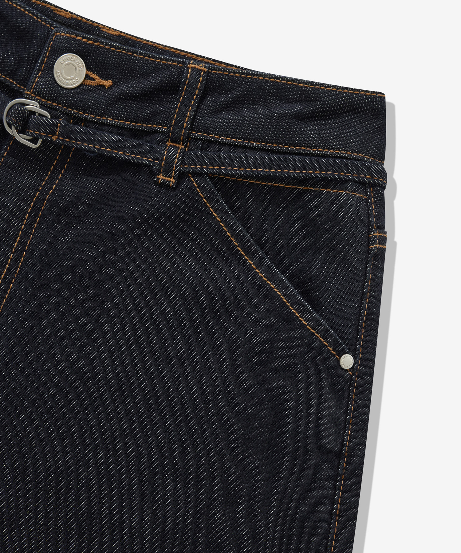 WOMEN BELTED WIDE DENIM PANTS