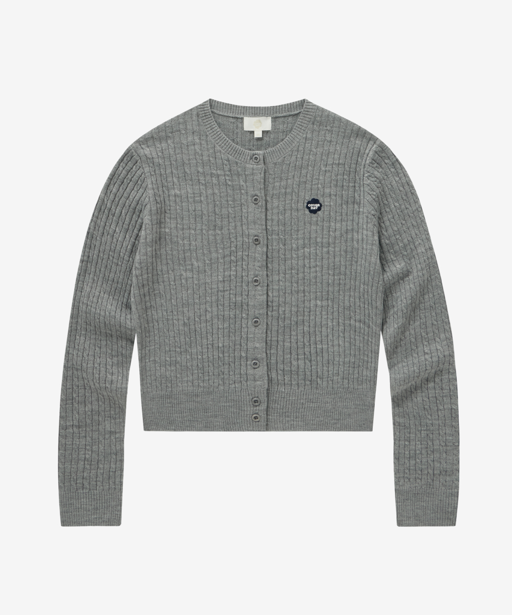 WOMEN CLOVER HEART CABLE CARDIGAN