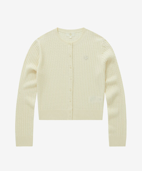 WOMEN CLOVER HEART CABLE CARDIGAN