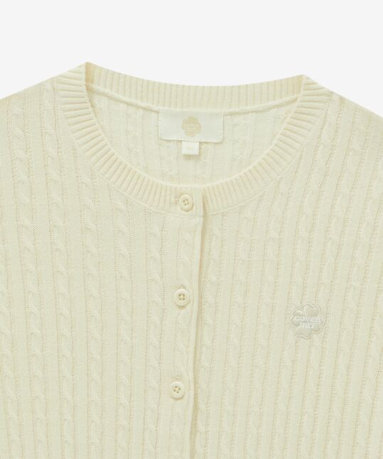 WOMEN CLOVER HEART CABLE CARDIGAN