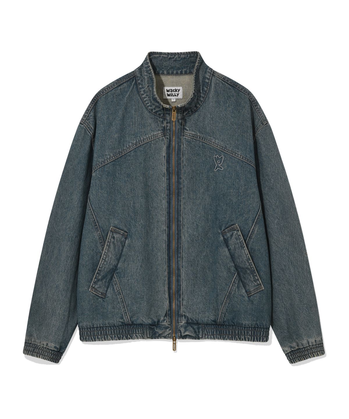 DENIM HIGH NECK FULL ZIP-UP