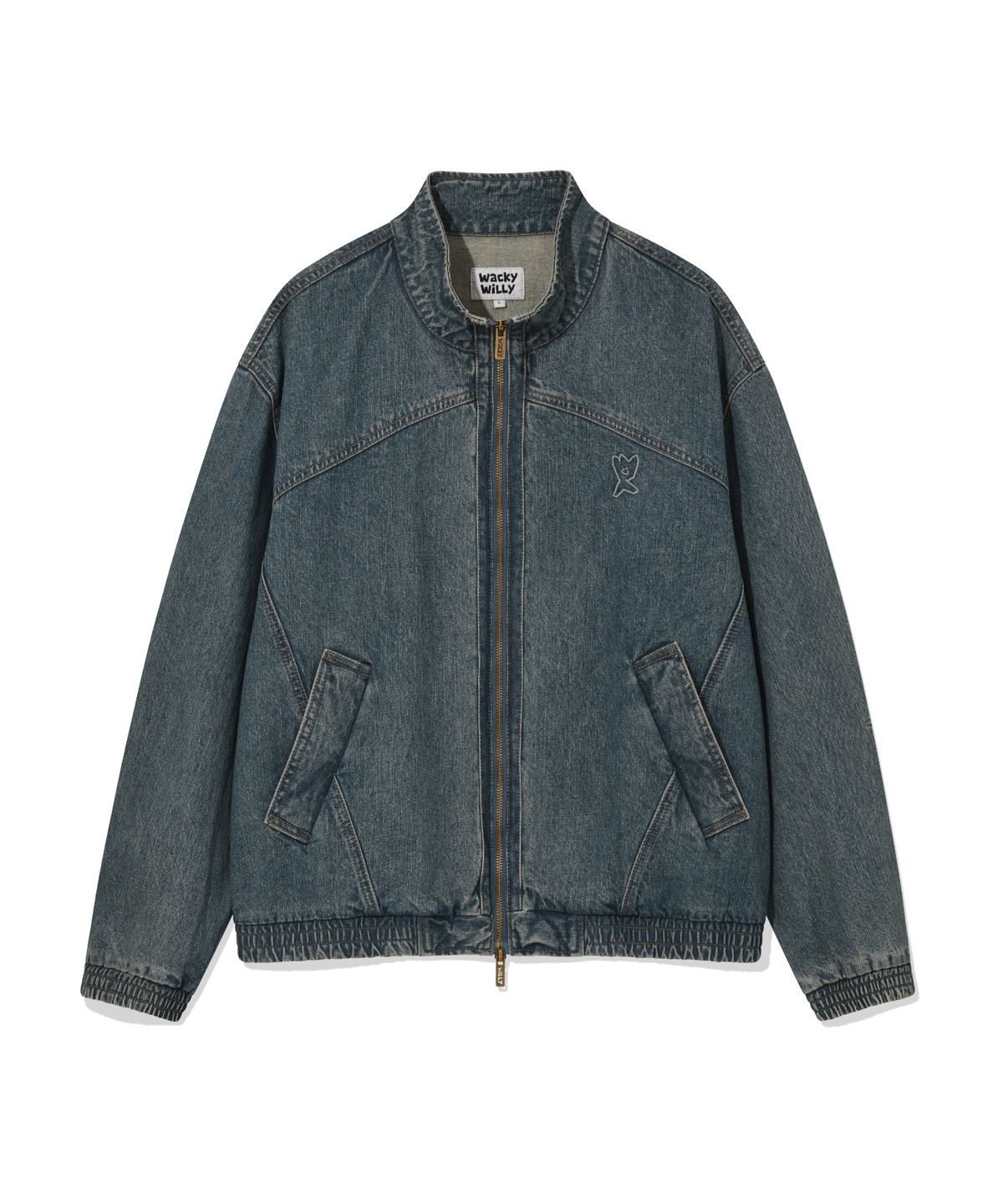 DENIM HIGH NECK FULL ZIP-UP