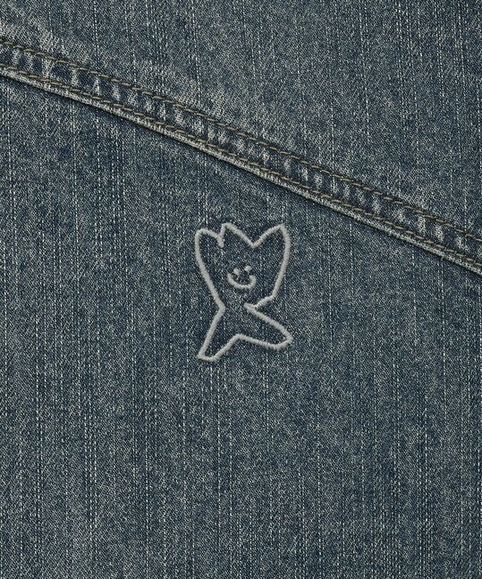 DENIM HIGH NECK FULL ZIP-UP