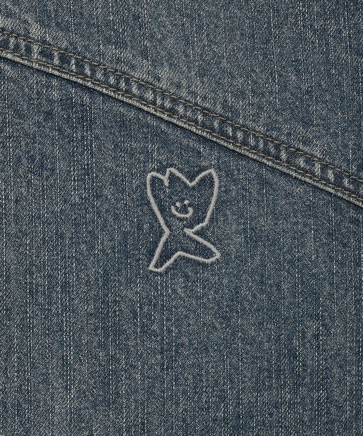 DENIM HIGH NECK FULL ZIP-UP