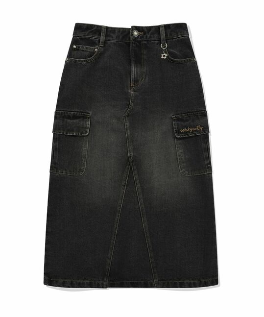 WOMEN'S DENIM LONG LENGTH CARGO SKIRT