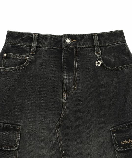 WOMEN'S DENIM LONG LENGTH CARGO SKIRT