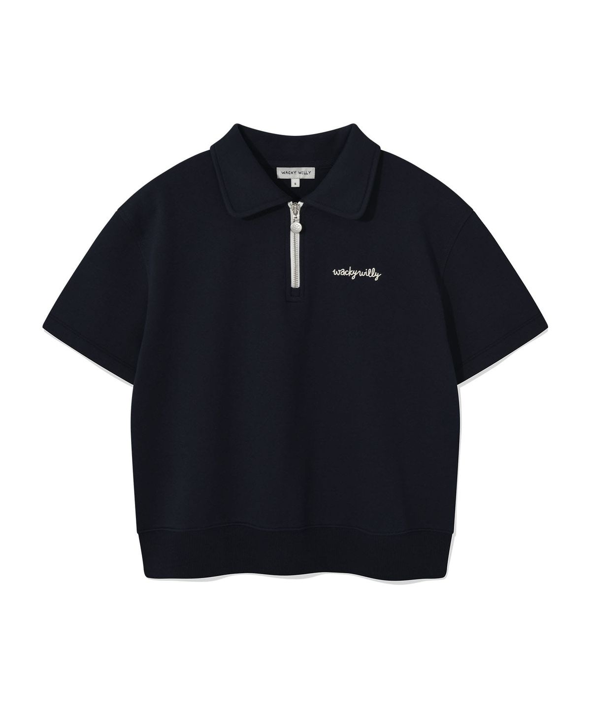 WOMEN'S TYPO LOGO COLLAR HALF ZIP-UP SHORT SLEEVE