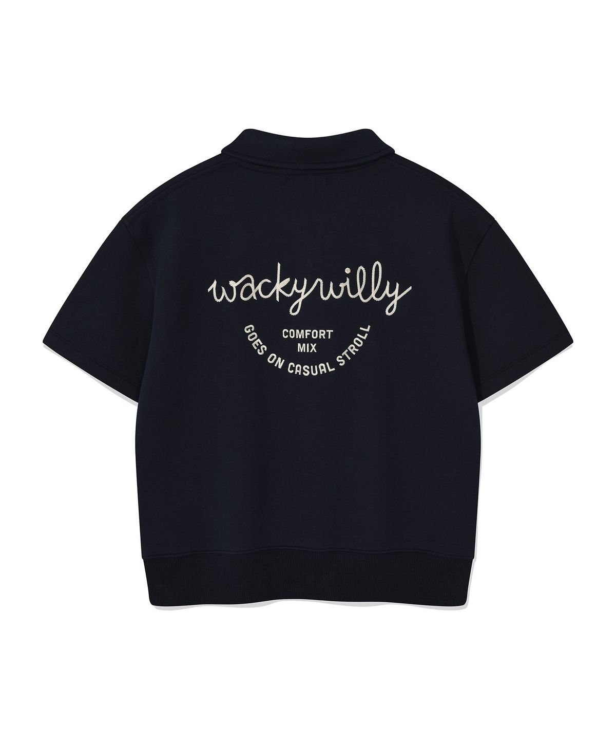 WOMEN'S TYPO LOGO COLLAR HALF ZIP-UP SHORT SLEEVE