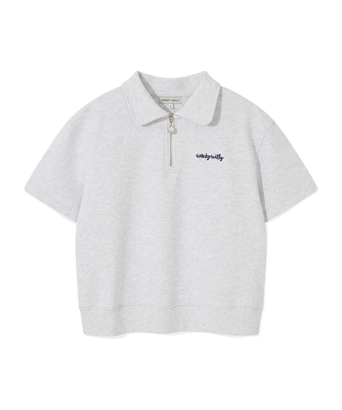 WOMEN'S TYPO LOGO COLLAR HALF ZIP-UP SHORT SLEEVE
