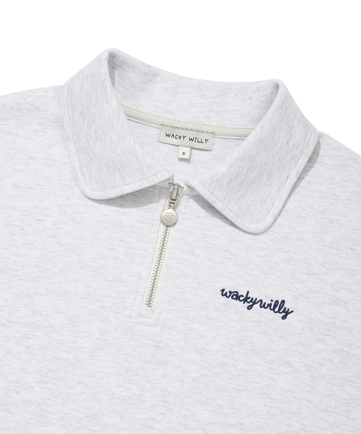 WOMEN'S TYPO LOGO COLLAR HALF ZIP-UP SHORT SLEEVE