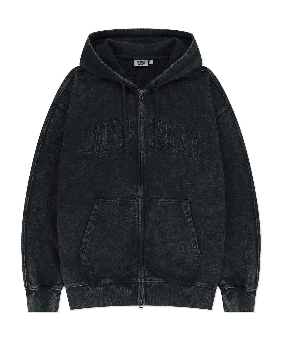 WACKY BIG APPLIQUÉ WASHED HOODED ZIP-UP