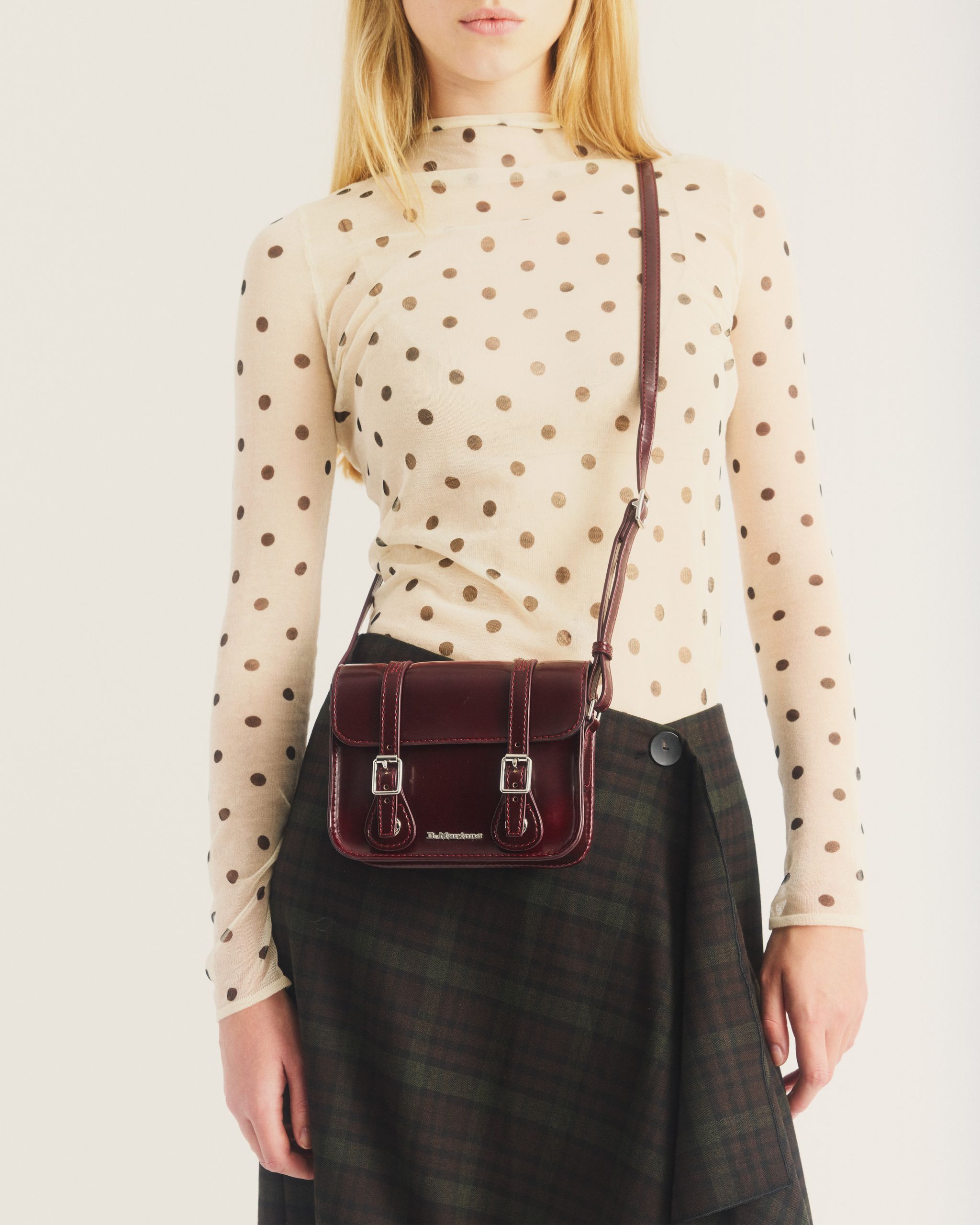 7" Vegan Satchel CHERRY RED CAMBRIDGE BRUSH