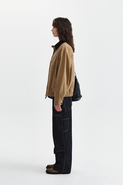 CORDUROY CONTRAST TRIM BLOUSON JUMPER