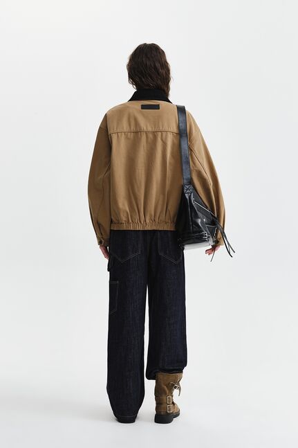CORDUROY CONTRAST TRIM BLOUSON JUMPER