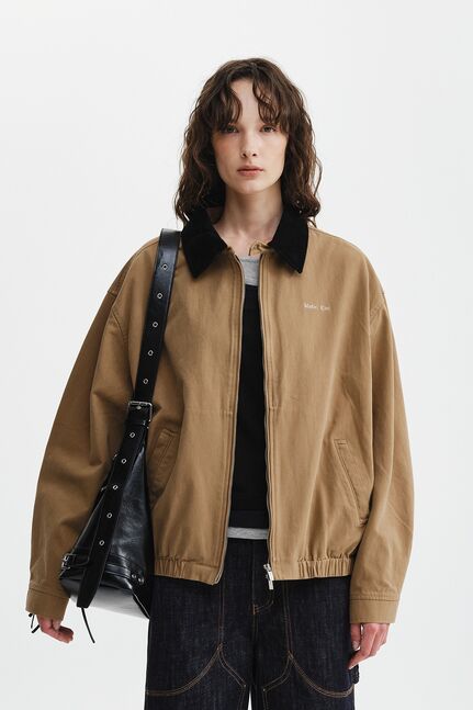 CORDUROY CONTRAST TRIM BLOUSON JUMPER