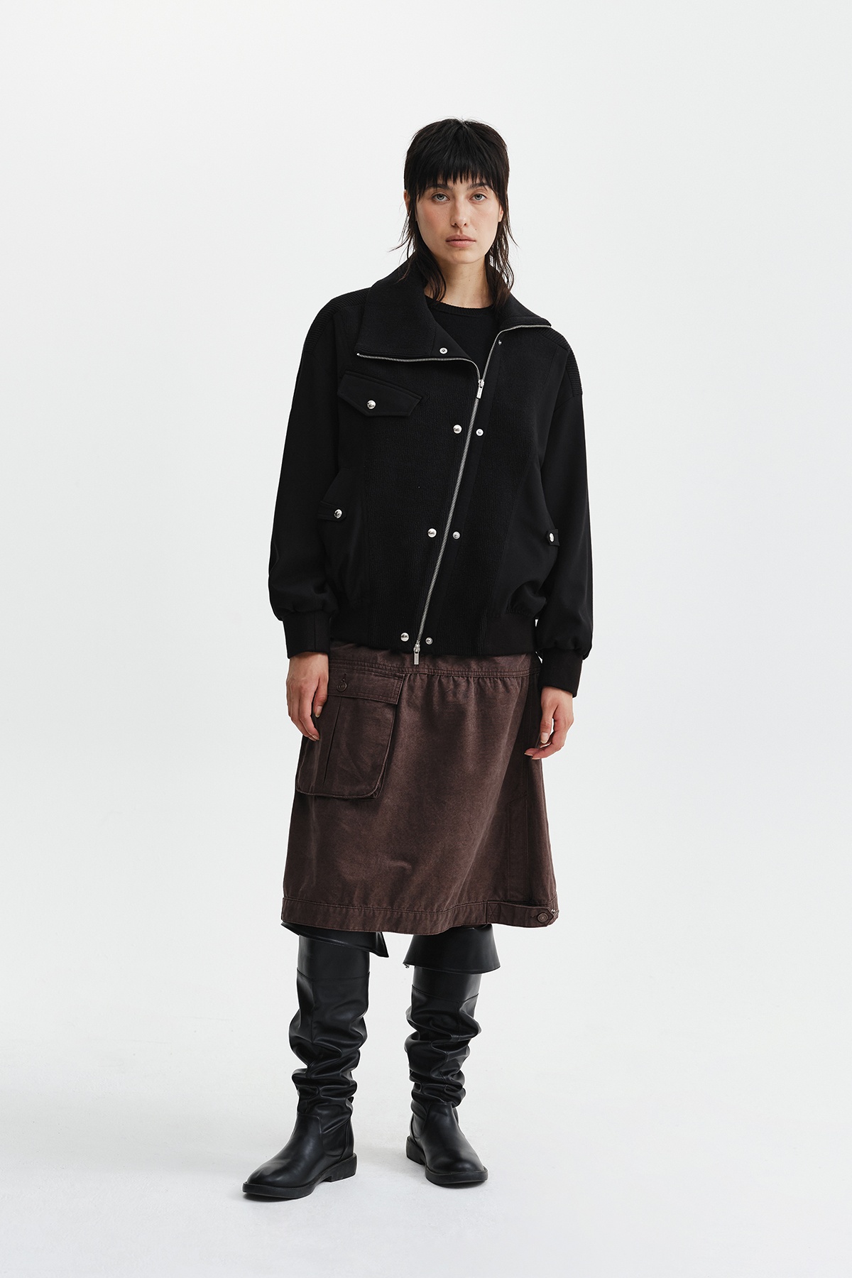 ASYMMETRIC KNIT PANEL JUMPER