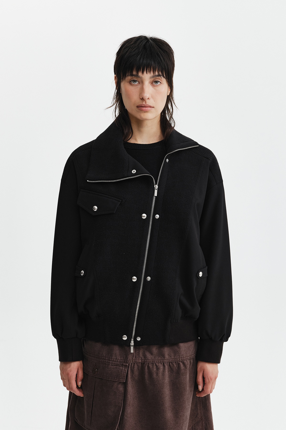 ASYMMETRIC KNIT PANEL JUMPER