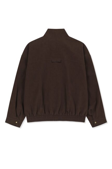 SMALL LOGO FAUX SUEDE HIGH NECK JUMPER
