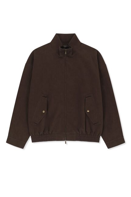 SMALL LOGO FAUX SUEDE HIGH NECK JUMPER
