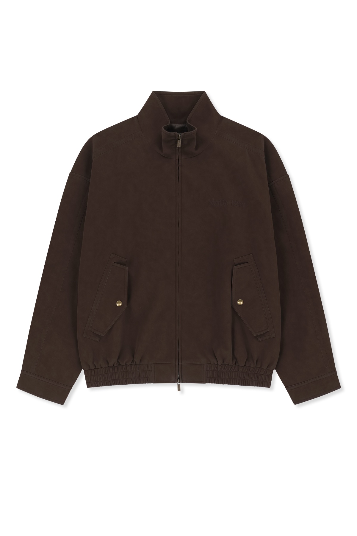 SMALL LOGO FAUX SUEDE HIGH NECK JUMPER