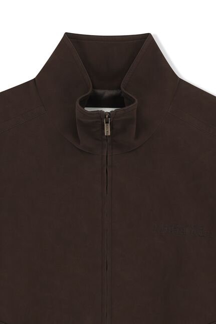 SMALL LOGO FAUX SUEDE HIGH NECK JUMPER