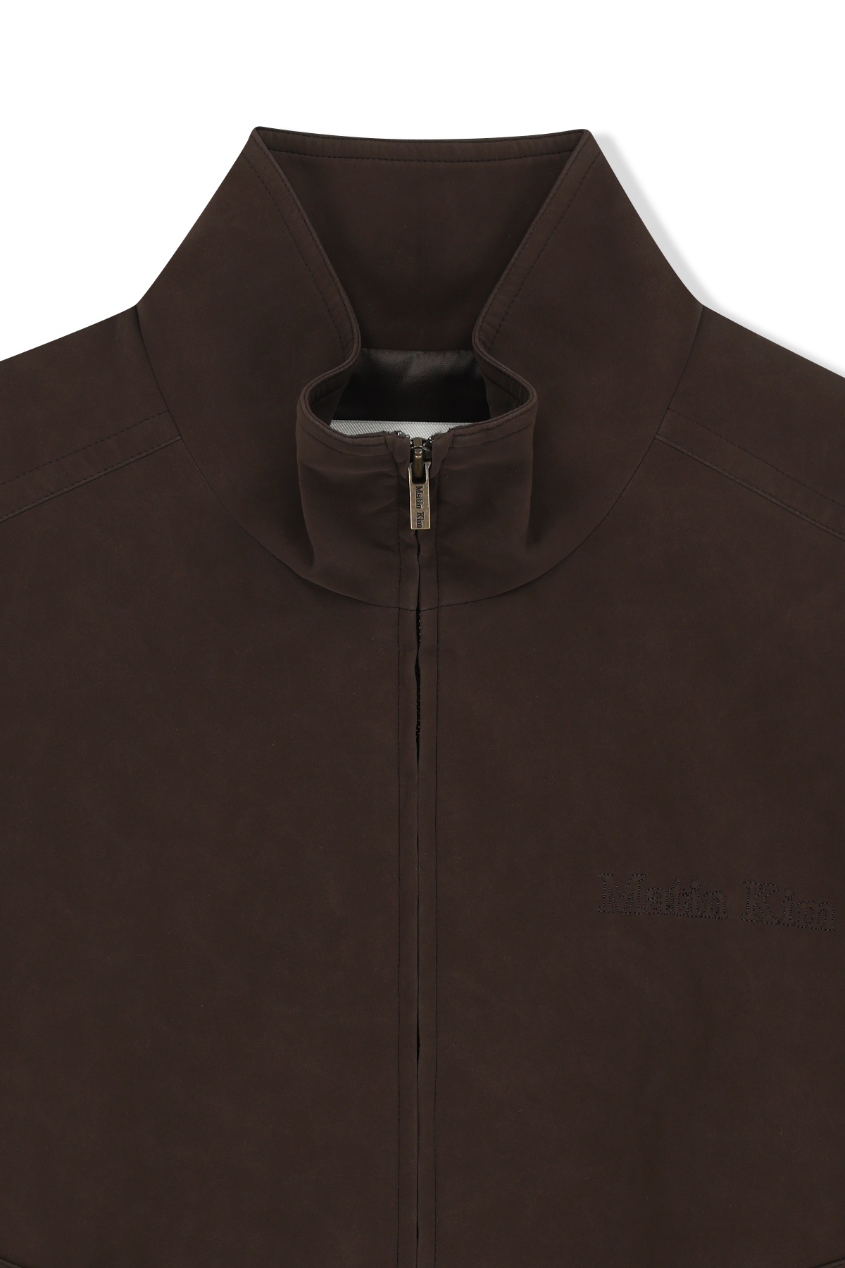 SMALL LOGO FAUX SUEDE HIGH NECK JUMPER
