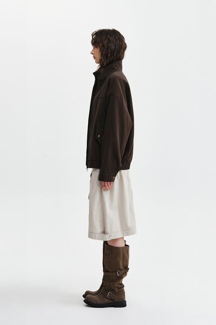 SMALL LOGO FAUX SUEDE HIGH NECK JUMPER