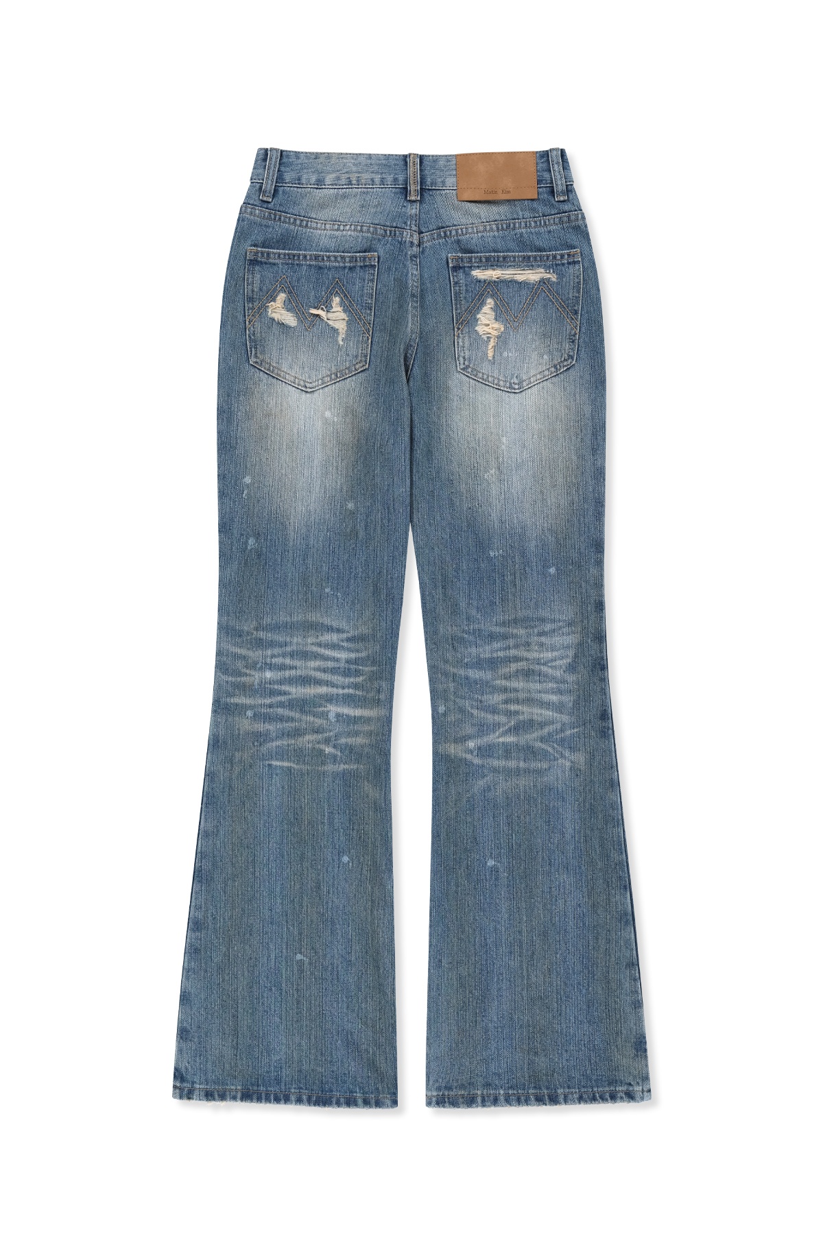 SLUB DAMAGE BOOTCUT DENIM PANTS