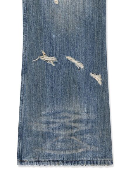 SLUB DAMAGE BOOTCUT DENIM PANTS