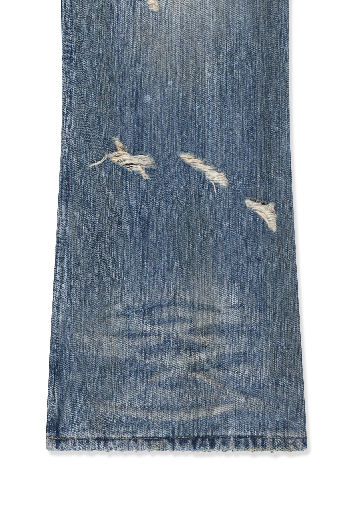 SLUB DAMAGE BOOTCUT DENIM PANTS