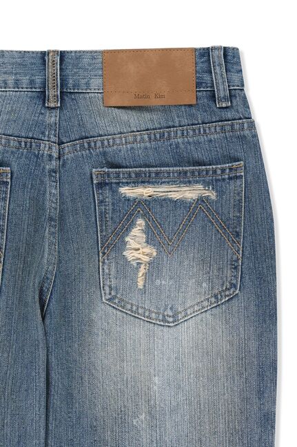 SLUB DAMAGE BOOTCUT DENIM PANTS