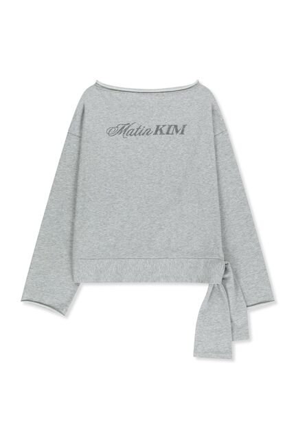 BACK LOGO RAW CUT BOAT NECK TOP