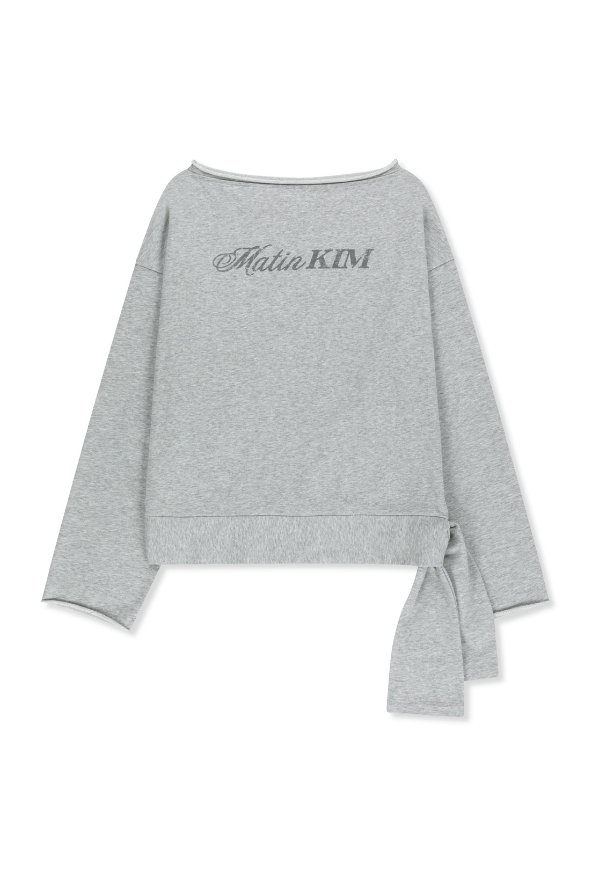 BACK LOGO RAW CUT BOAT NECK TOP
