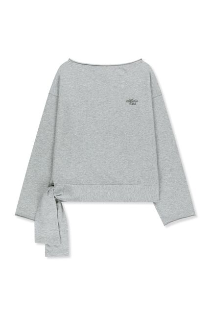 BACK LOGO RAW CUT BOAT NECK TOP