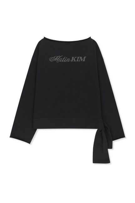 BACK LOGO RAW CUT BOAT NECK TOP
